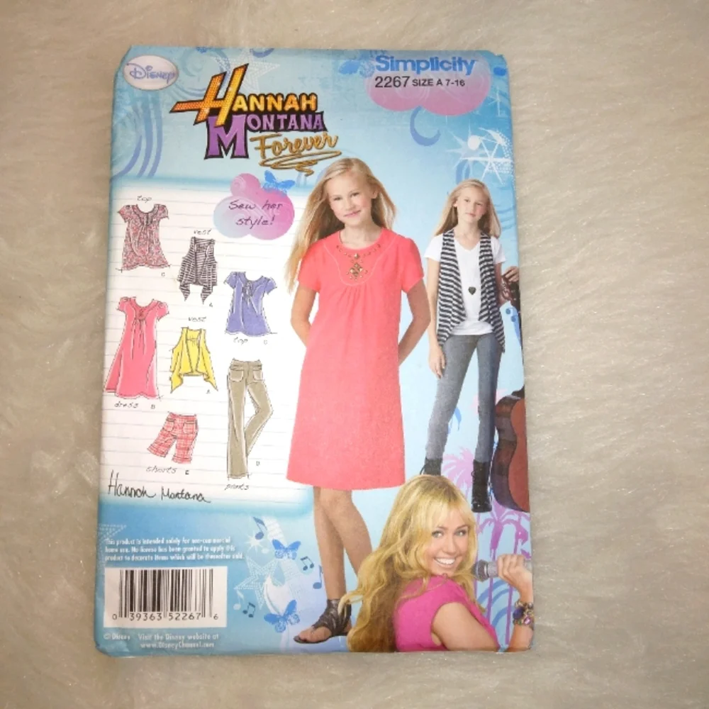SIMPLICITY 2267 SZ 7-16 DISNEY Hannah Montana girls' separates